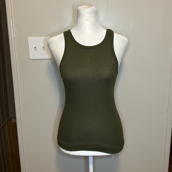 Pam & Gela Skinny Rib Tank in Army NWT Size P Extra Small - Picture 2 of 8